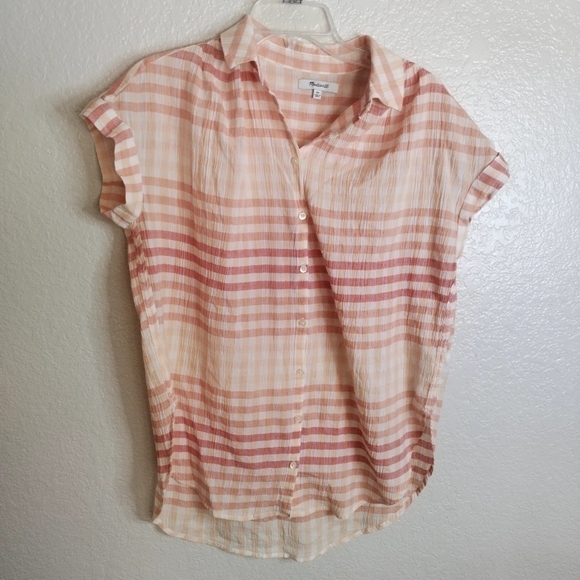 Madewell Central Tunic Shirt in Ombré Gingham Check sz Xs - Picture 2 of 7